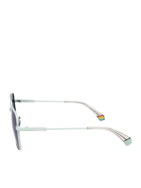 Polaroid Women's Sunglasses with Turquoise Metal Frame and Gray Polarized Lens PLD6194/S/X N47/M9