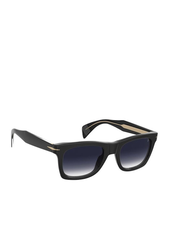 David Beckham Unisex Sunglasses with Black Horn-Rimmed Frame and Black Lens