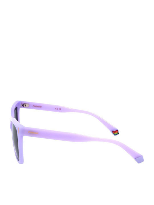Polaroid Women's Sunglasses with Purple Plastic Frame and Gray Polarized Lens PLD6192/S 789/M9