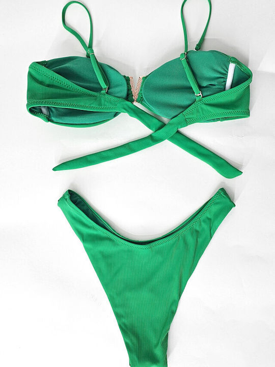 Set Bikini με Ελαφριά Ενίσχυση Green