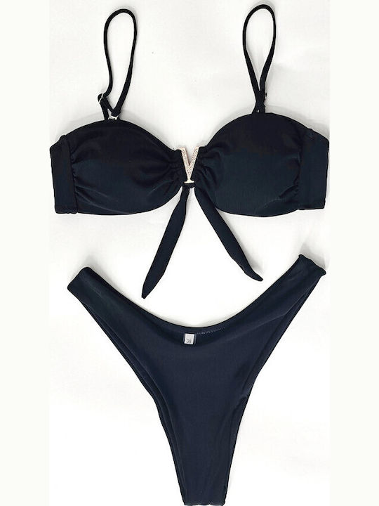 Set Bikini με Ελαφριά Ενίσχυση Black