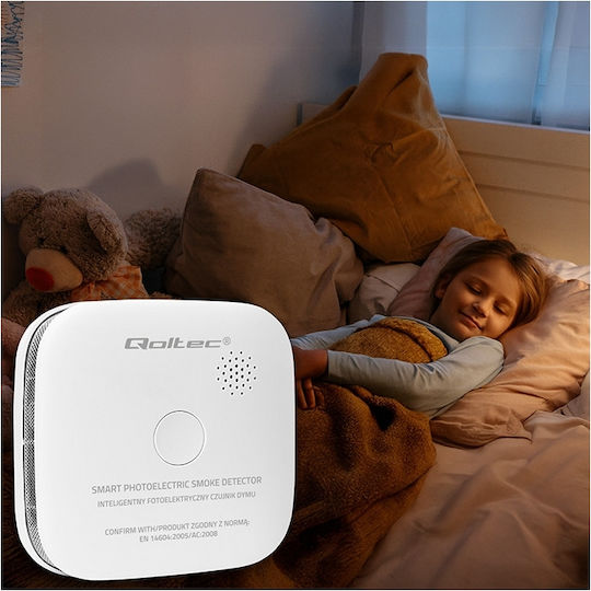 Qoltec Zertifizierter Drahtloser Rauchmelder Mit 10-Jähriger Batterielebensdauer 85db Alarm LED