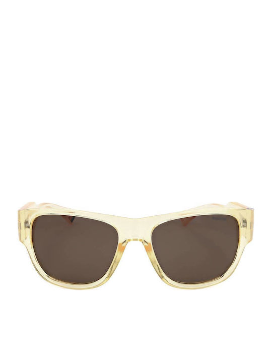 Polaroid Unisex Sunglasses with Yellow Plastic Frame and Brown Polarized Lens PLD6197/S 40G/SP