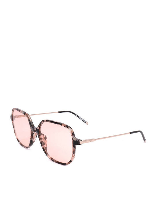Zadig & Voltaire Women's Sunglasses with Brown Tartaruga Frame and Pink Lens