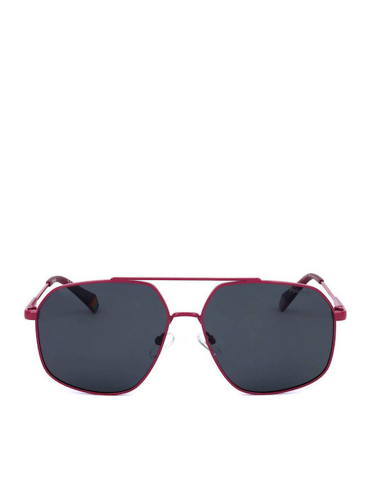 Polaroid Unisex Sunglasses with Red Metallic Frame and Grey Polarized Lenses PLD6173/S QHO/M9