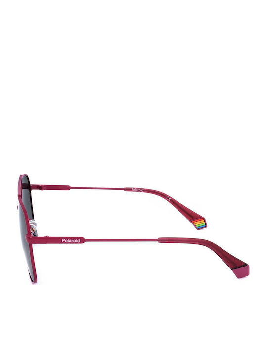 Polaroid Unisex Sunglasses with Red Metallic Frame and Grey Polarized Lenses PLD6173/S QHO/M9
