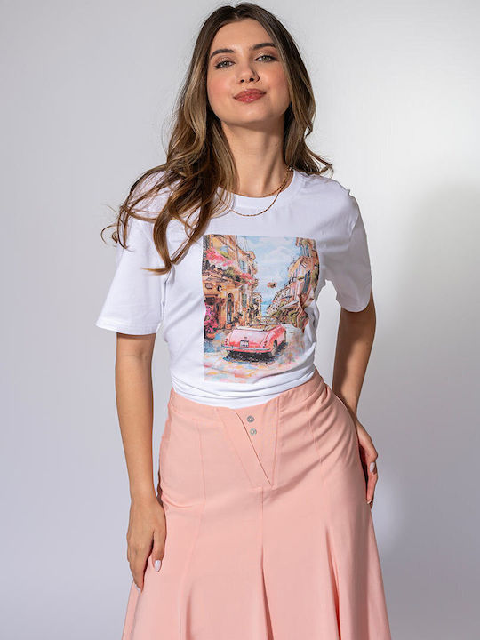 Bluza Damă Oversized Tricou Alb