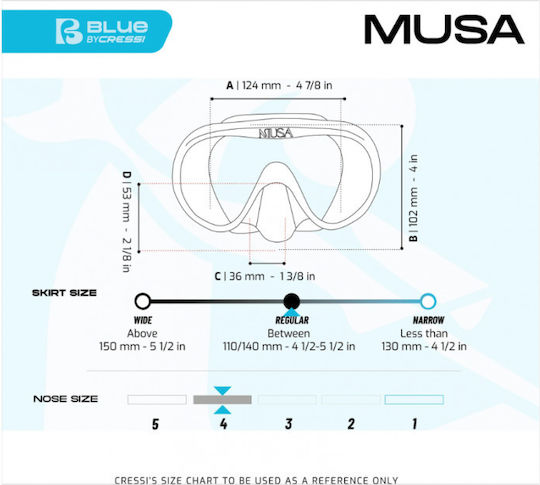 CressiSub Μάσκα Θαλάσσης Σιλικόνης Musa Μπλε