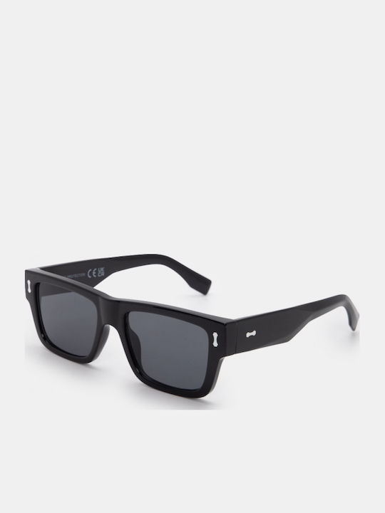 Luigi Unisex Γυαλιά Ηλίου με Μαύρο Σκελετό και Μαύρο Φακό