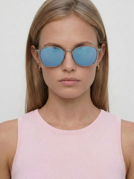 Luigi Unisex Sunglasses With Blue Metallic Frame And Blue Lens 4857606