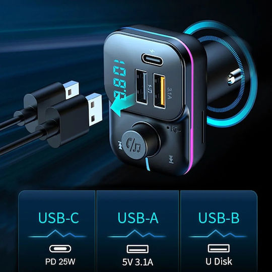 Transmițător FM pentru Mașină cu Bluetooth