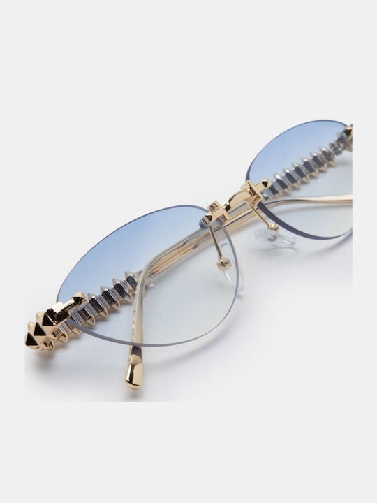 Luigi Light Blue Sunglasses With Metallic Frame Luigi Light Blue Sunglasses With Metallic Frame
