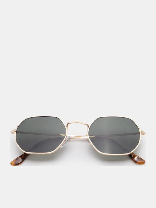 Luigi Unisex Sunglasses with Gold Metallic Frame and Gold Lens 4861309