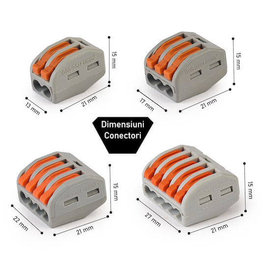 Set 100 Quick Connectors Quick Lever Terminal Blocks Electrical Installations 2 Pins Type 222-412 Onuvio