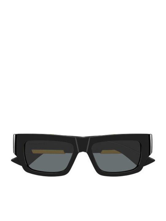 Bottega Veneta Unisex Γυαλιά Ηλίου με Μαύρο Κοκκάλινο Σκελετό και Μαύρο Φακό