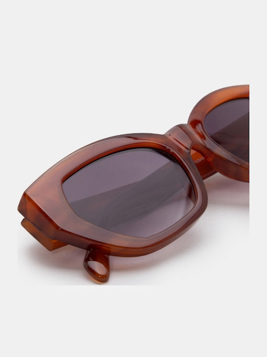 Luigi Ochelari De Soare Unisex Cu Ramă Maro Din Plastic Și Lentile Maro