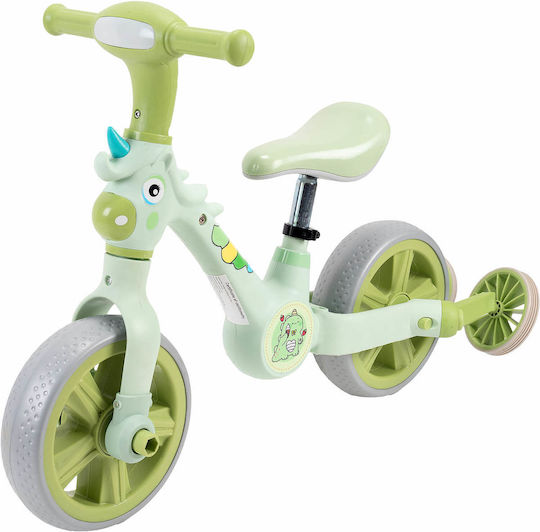 Action One Bicicletă Fără Pedale 2 În 1 Pentru Copii Roți De Antrenament Pedale Detașabile Verde