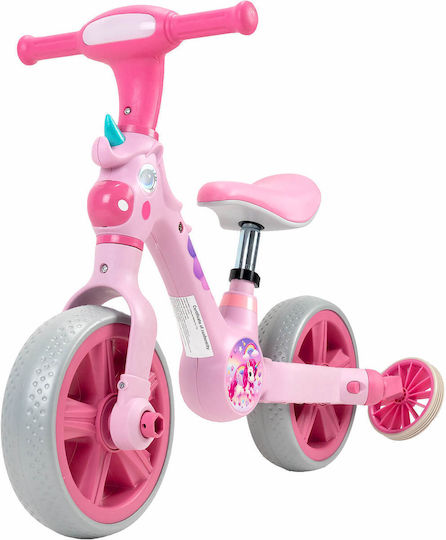 Action One Bicicletă Fără Pedale 2 În 1 Pentru Copii Roți Auxiliare Pedale Detașabile Roz
