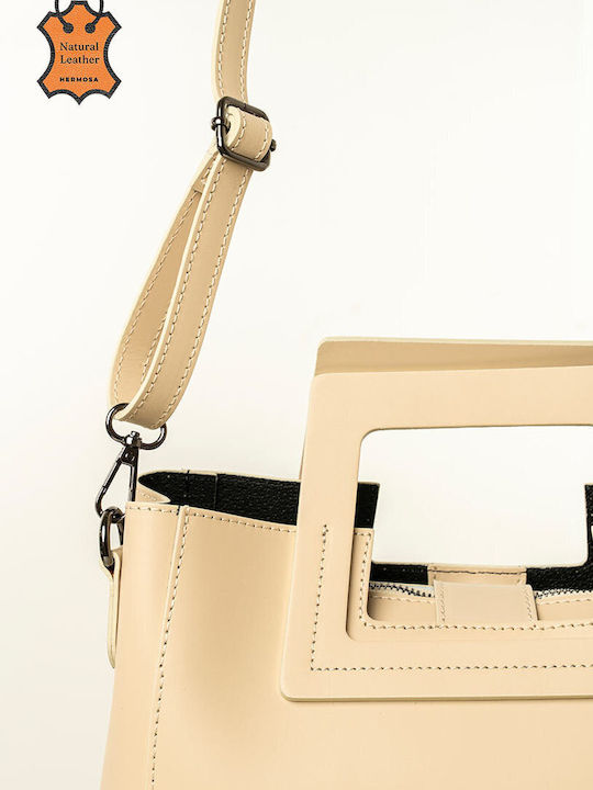 Leather Women's Ecru Handbag