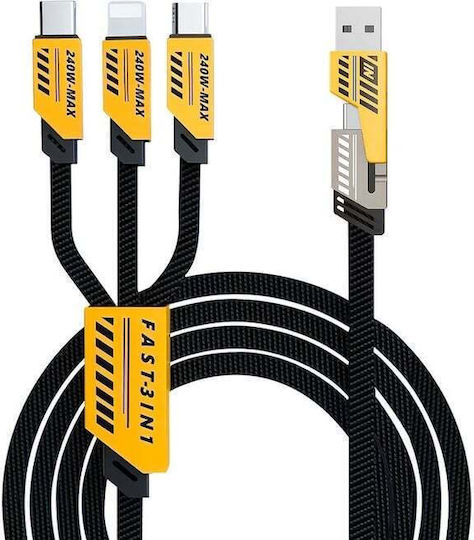 3-σε-1 Καλώδιο Δεδομένων 1m Usb-c Micro-usb Blitzschlag Γρήγορη Φόρτιση 3.1a 1.5 M