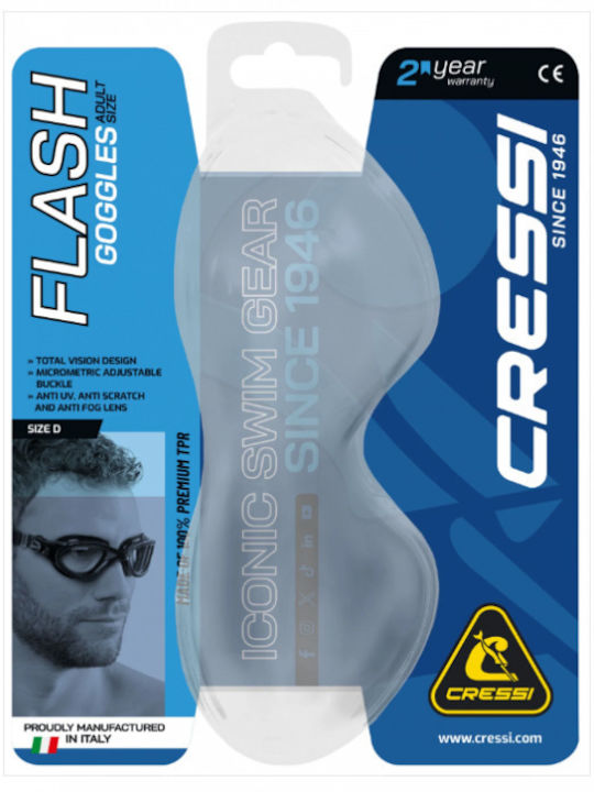 CressiSub Flash Swimming Goggles Adults with Anti-fog Lenses Black