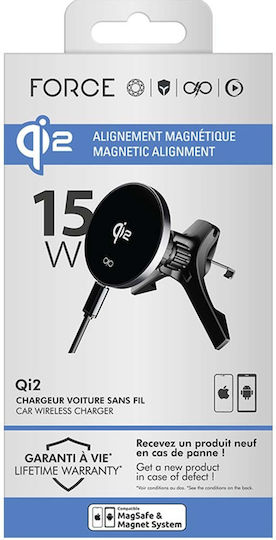 Force Power MagSafe Qi2 15W Auto Lüftung Halterung Kabelloses Aufladen Schwarz
