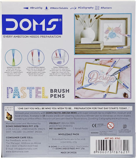 Markers Doms Pastel Brush Pen 12+1 Silver+1 Blender