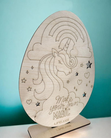Wooden Easter Egg with Unicorn Base