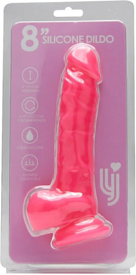Loving Joy Silicone Dildo Ρεαλιστικό Dildo με Όρχεις και Βεντούζα Ροζ 20cm