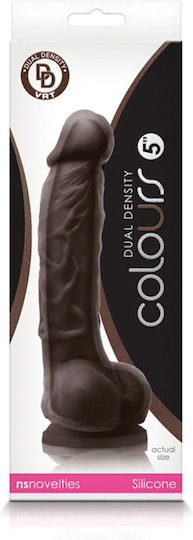 Ns Novelties Colours Dual Density Dildo Glass Dildo with Balls and Suction Cup Brown 13cm