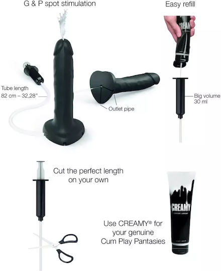 Strap On Me Ρεαλιστικό Dildo με Δυνατότητα Εκσπερμάτωσης Μαύρο