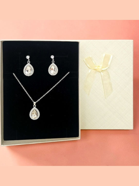 Set De Bijuterii Velve Classic Drop Pentru Femei Din Otel Inoxidabil Colier Cercei Design Elegant Picătură În Cutie Cadou