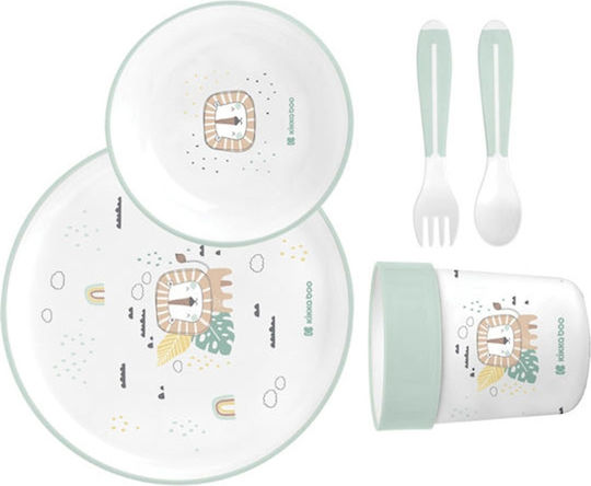 Kikka Boo Feeding Set Savanna made of Silicone Green 5pcs for 6+ months