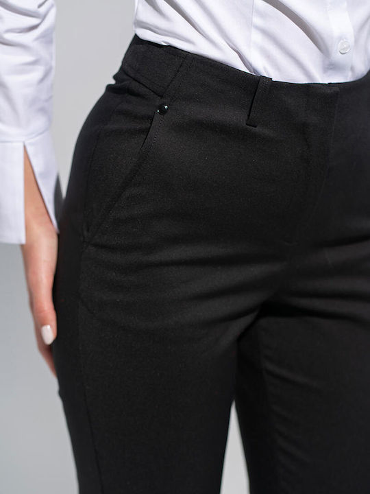 Maxina Pantaloni Dama Înaltă Talie Din Țesătură Linie Tapered Negru