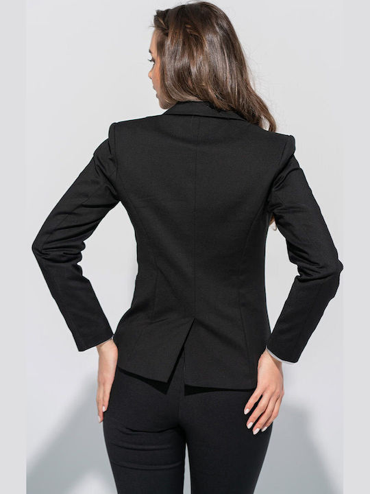 Hermosa Geanina Μακρύ Γυναικείο Σακάκι Black