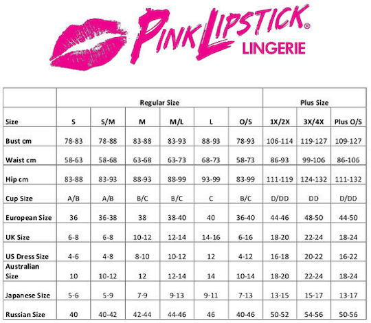Pink Lipstick Lingerie Sexy Σετ Εσωρούχων Διχτυωτό Μαύρο Plus Size