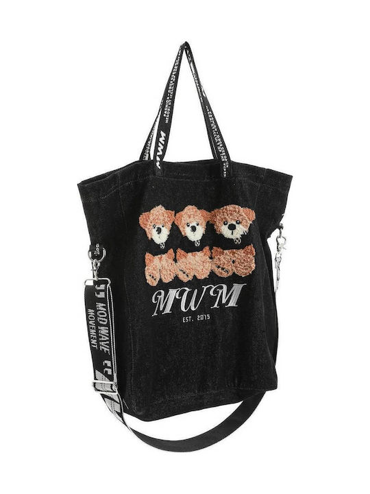 Mod Wave Movement Fabric Women's Tote Handbag Black