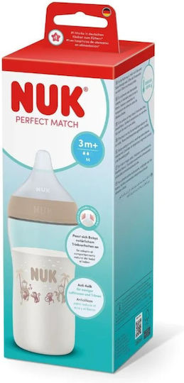 Nuk Πλαστικό Μπιμπερό Perfect Match Κατά των Κολικών με Θηλή Σιλικόνης για 3+ μηνών Μπεζ 260ml