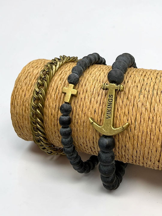 Men's Bracelet Set with Anchor Design