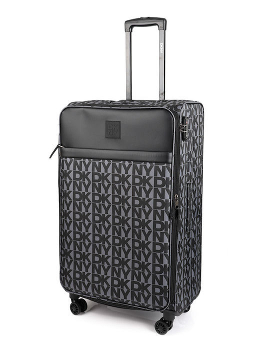 DKNY Großer Stoff-Reisekoffer Schwarz mit 4 Rädern