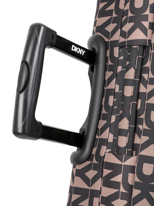 DKNY Μεγάλη Βαλίτσα Ταξιδίου Υφασμάτινη Καφέ με 4 Ρόδες