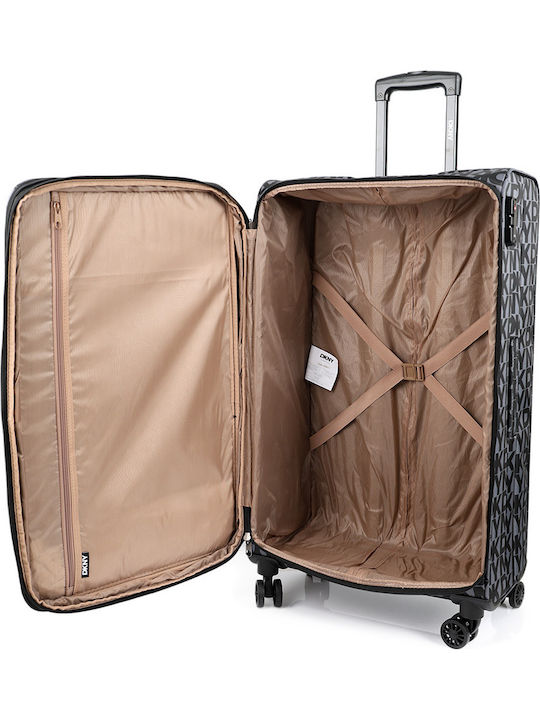 DKNY Großer Stoff-Reisekoffer Schwarz mit 4 Rädern