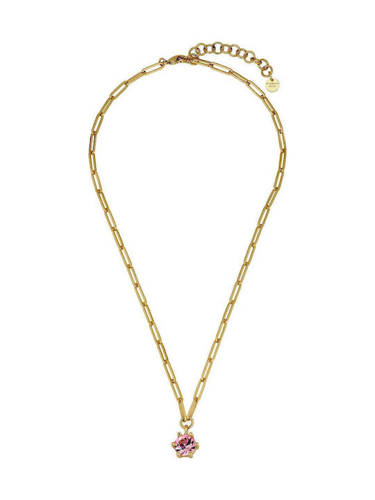 Dyrberg/Kern Necklace with Pink Gold Plated Steel Pink