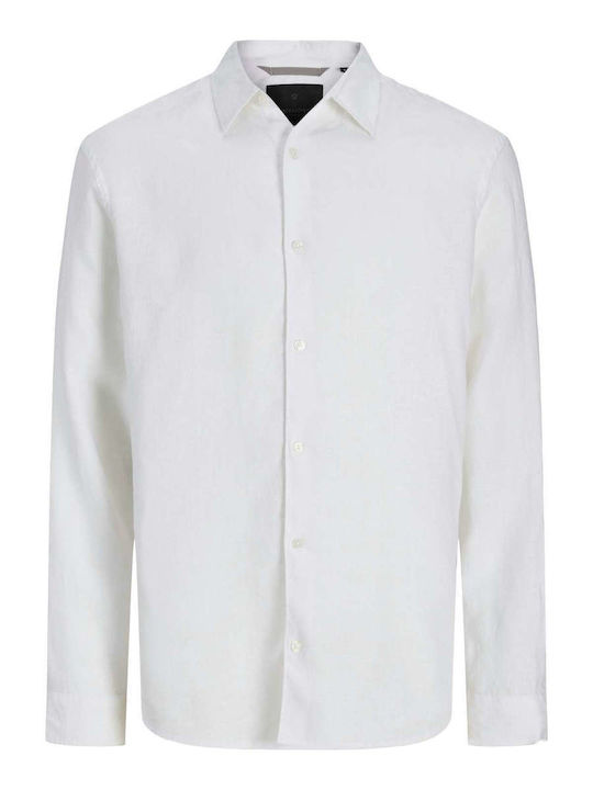 Jprblalawrence Langärmeliges Leinenhemd in Weiter Passform Bright White