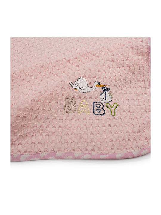 Dimcol Cot Blanket Stork Waffle Pink 100x160cm