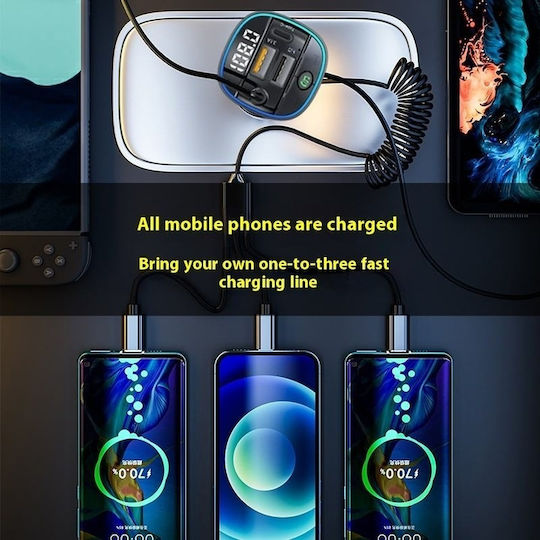 Încărcător Auto Usb Rgb Led 7 Culori 3-in-1 Port 15w Încărcare Rapidă Model C39