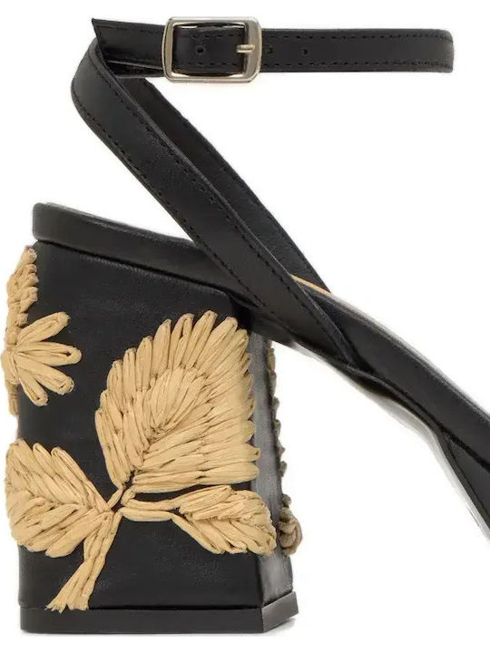 Damen Sandalen Schwarz Leder