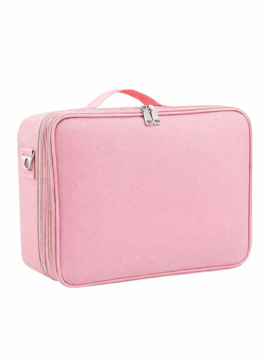 Textile Travel Bag Cosmetics Tecos Dimensions 40x29x13 Cm Double Zipper Multiple Compartments Pink