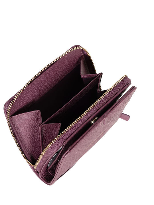 Small Leather Women's Wallet with RFID Purple