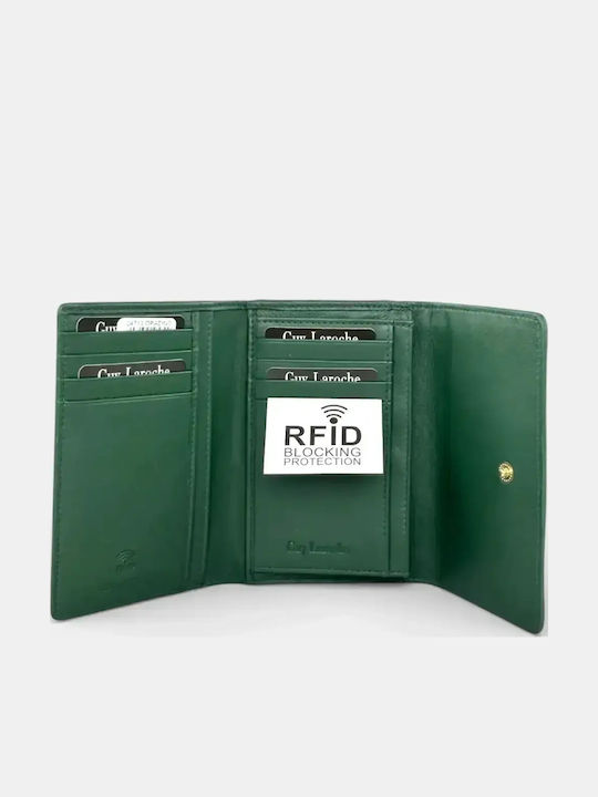 Small Leather Women's Wallet with RFID Green